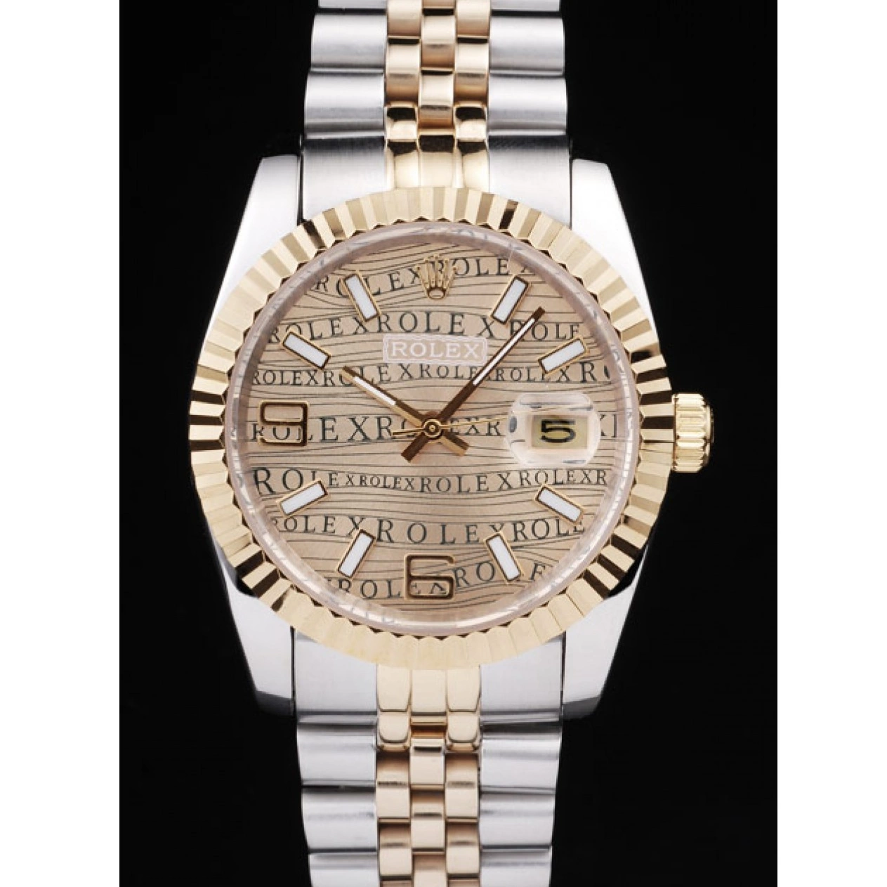 Aaa replica watch Dial PlatedGold Gold 18k Rolex Steel DateJust Tone Stainless Two 0715